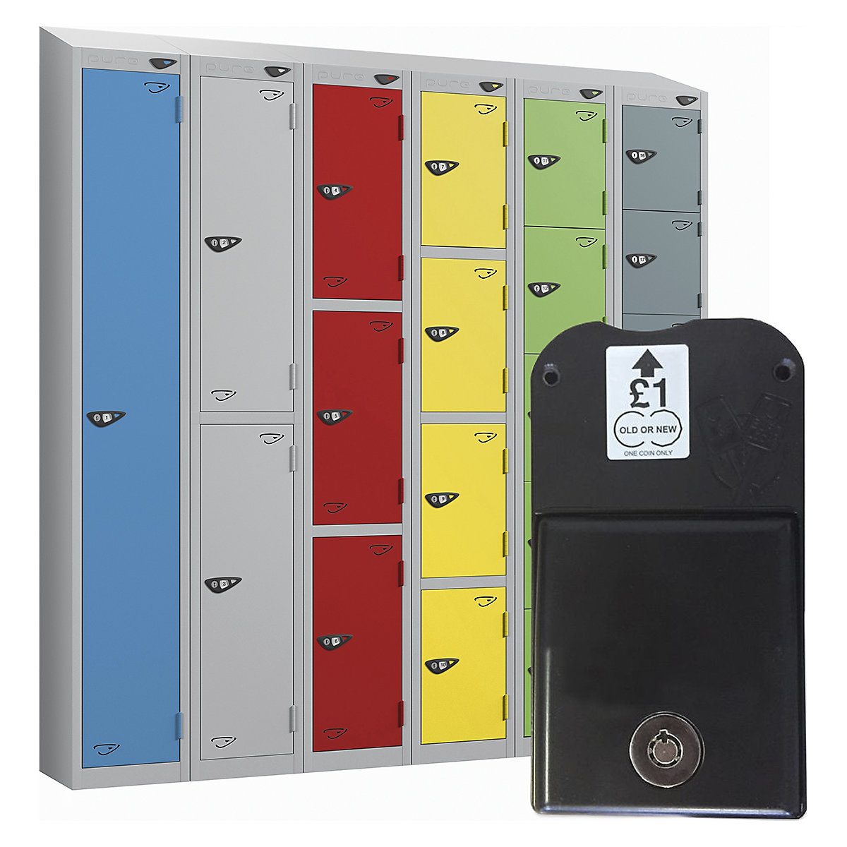 Pure Prime Sloping Top Coin Retain Lockers | Pearl Silver Bioshell