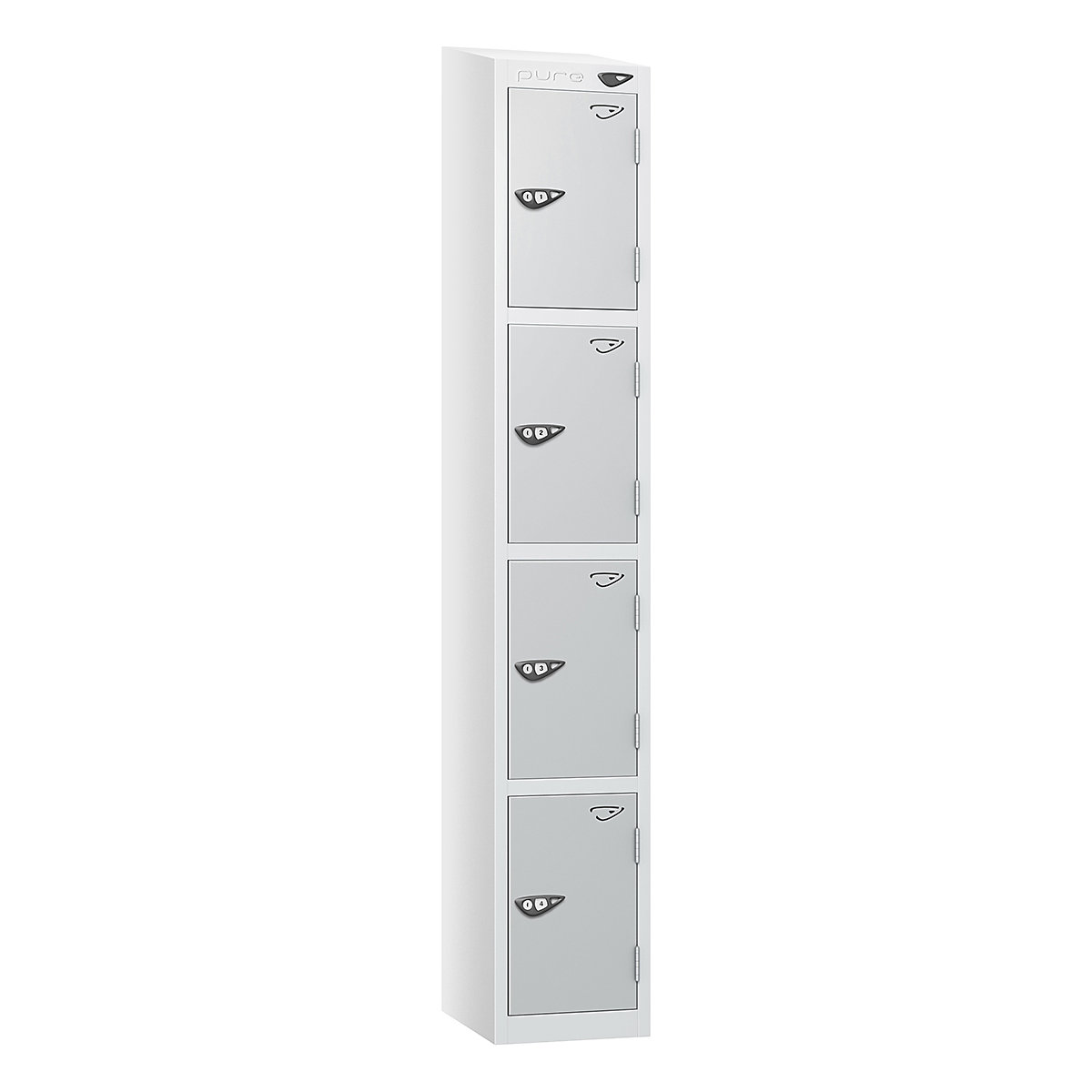 Pure Prime Sloping Top Metal Lockers | Artic White Bioshell | BiGDUG