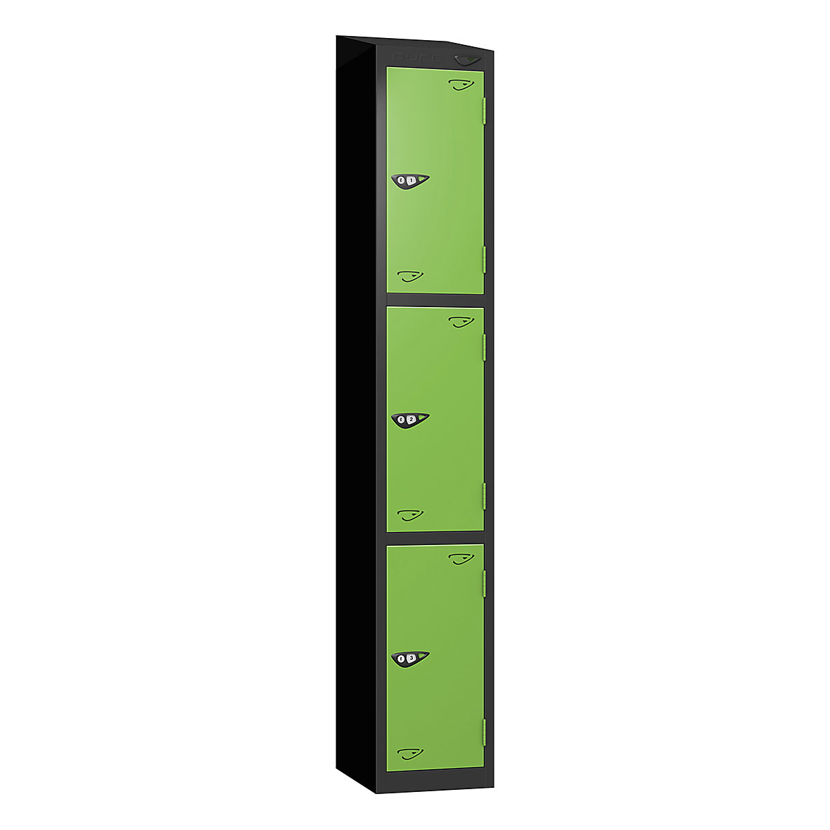 Pure Prime Sloping Top Metal Lockers | 1950h x 300w x 450d mm | 3 Door ...