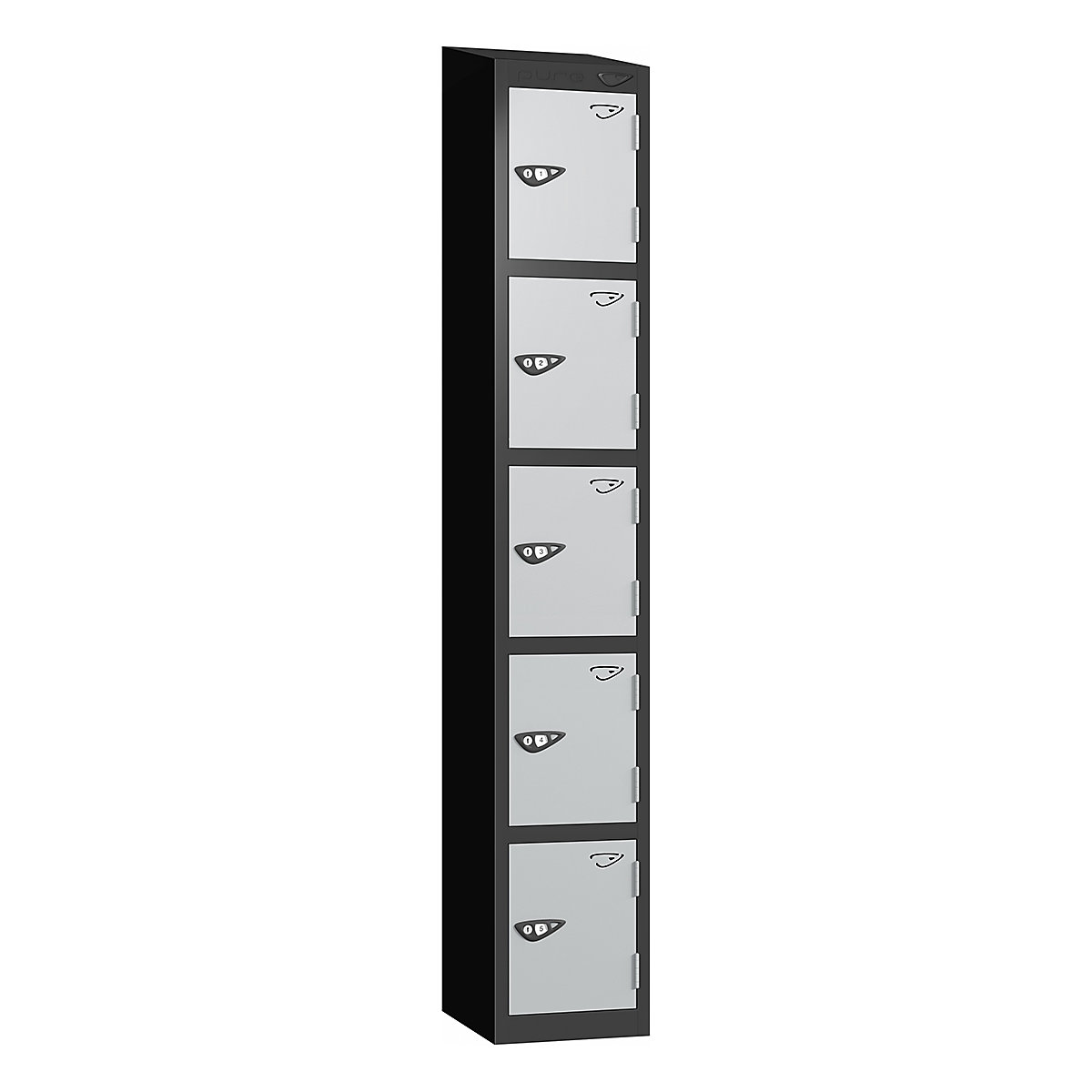 Pure Prime Sloping Top Metal Lockers | 1950h x 300w x 450d mm | 5 Door ...