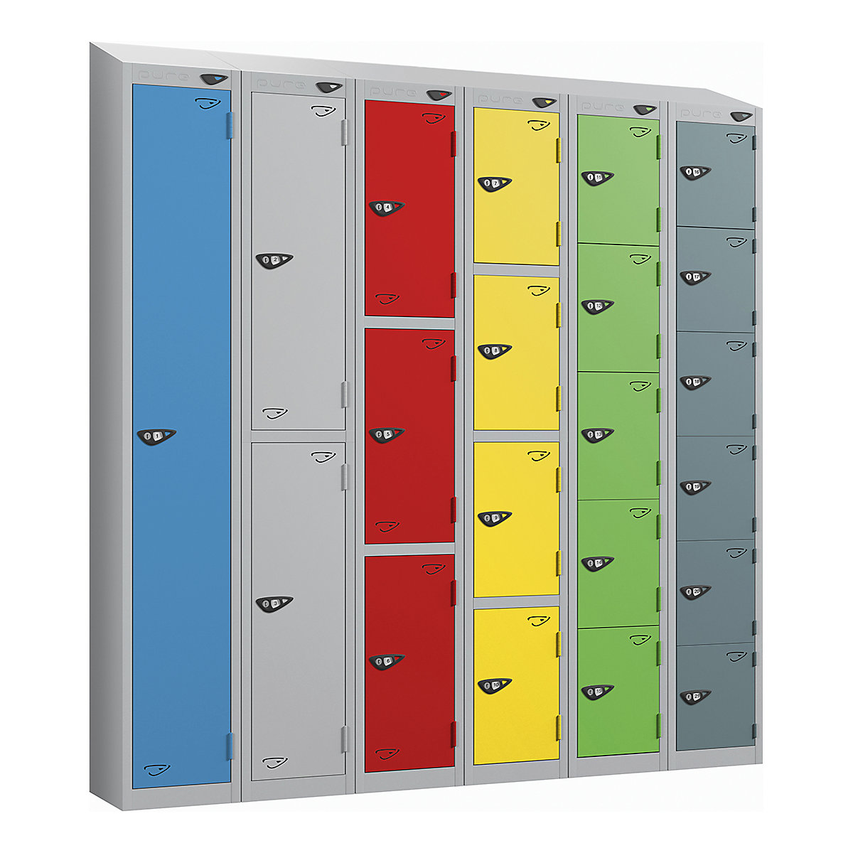 Pure Prime Sloping Top Metal Lockers | Pearl Silver Bioshell | Carbon Zero Manufactured (Product illustration 2)-1