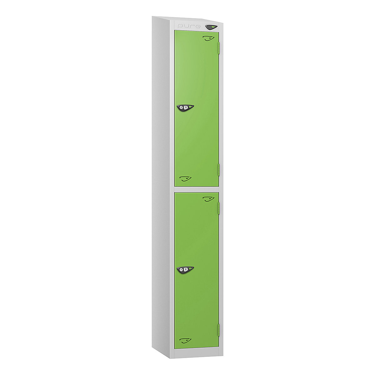 Pure Prime Sloping Top Metal Lockers | Pearl Silver Bioshell | Carbon Zero Manufactured