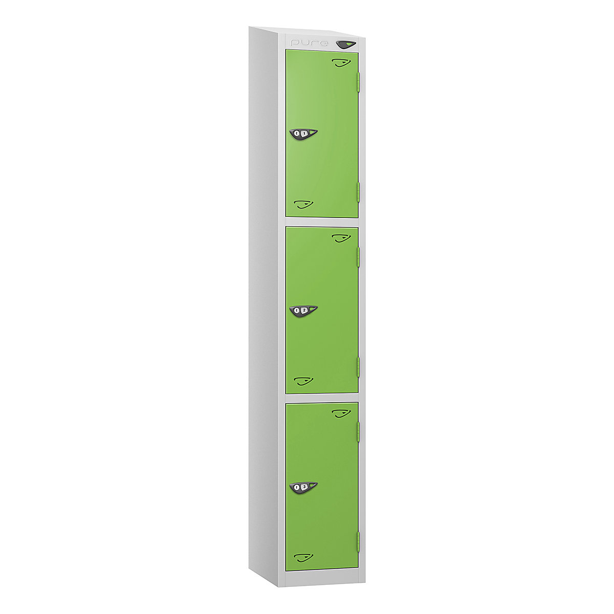Pure Prime Sloping Top Metal Lockers | Pearl Silver Bioshell | Carbon Zero Manufactured