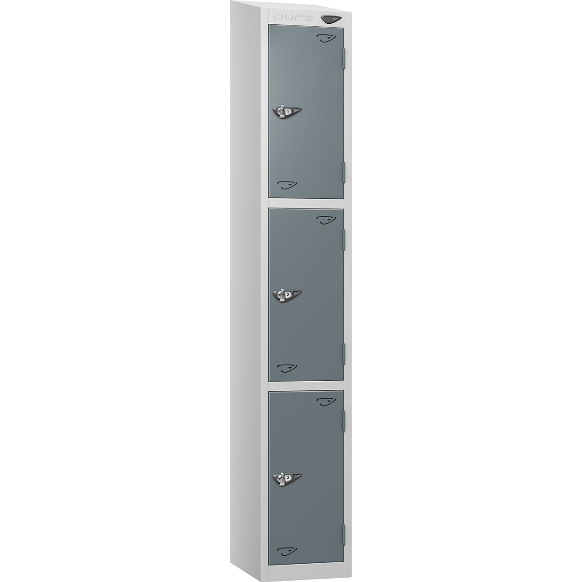 Pure Prime Sloping Top Metal Lockers | Pearl Silver Bioshell | Carbon Zero Manufactured