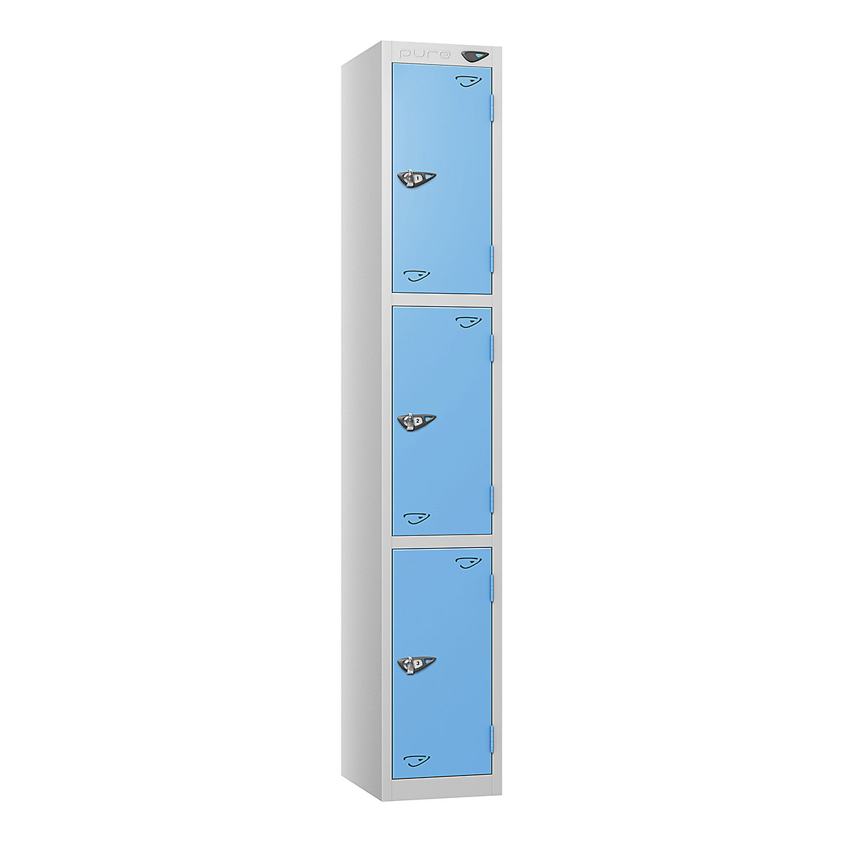 Pure Prime Sloping Top Metal Lockers | Pearl Silver Bioshell | Carbon Zero Manufactured