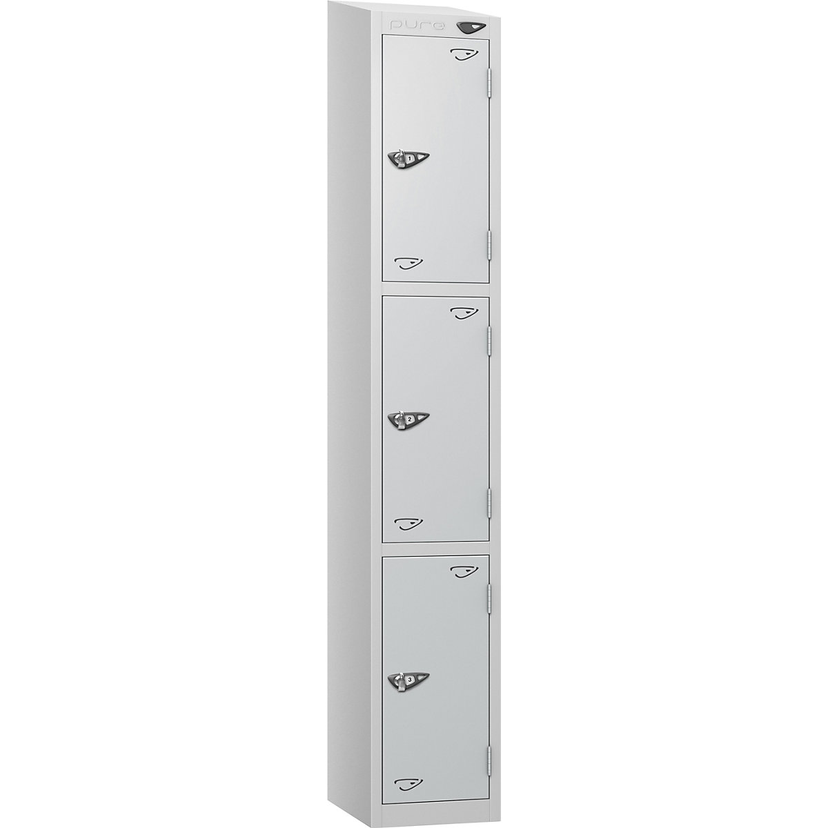 Pure Prime Sloping Top Metal Lockers | Pearl Silver Bioshell | Carbon Zero Manufactured