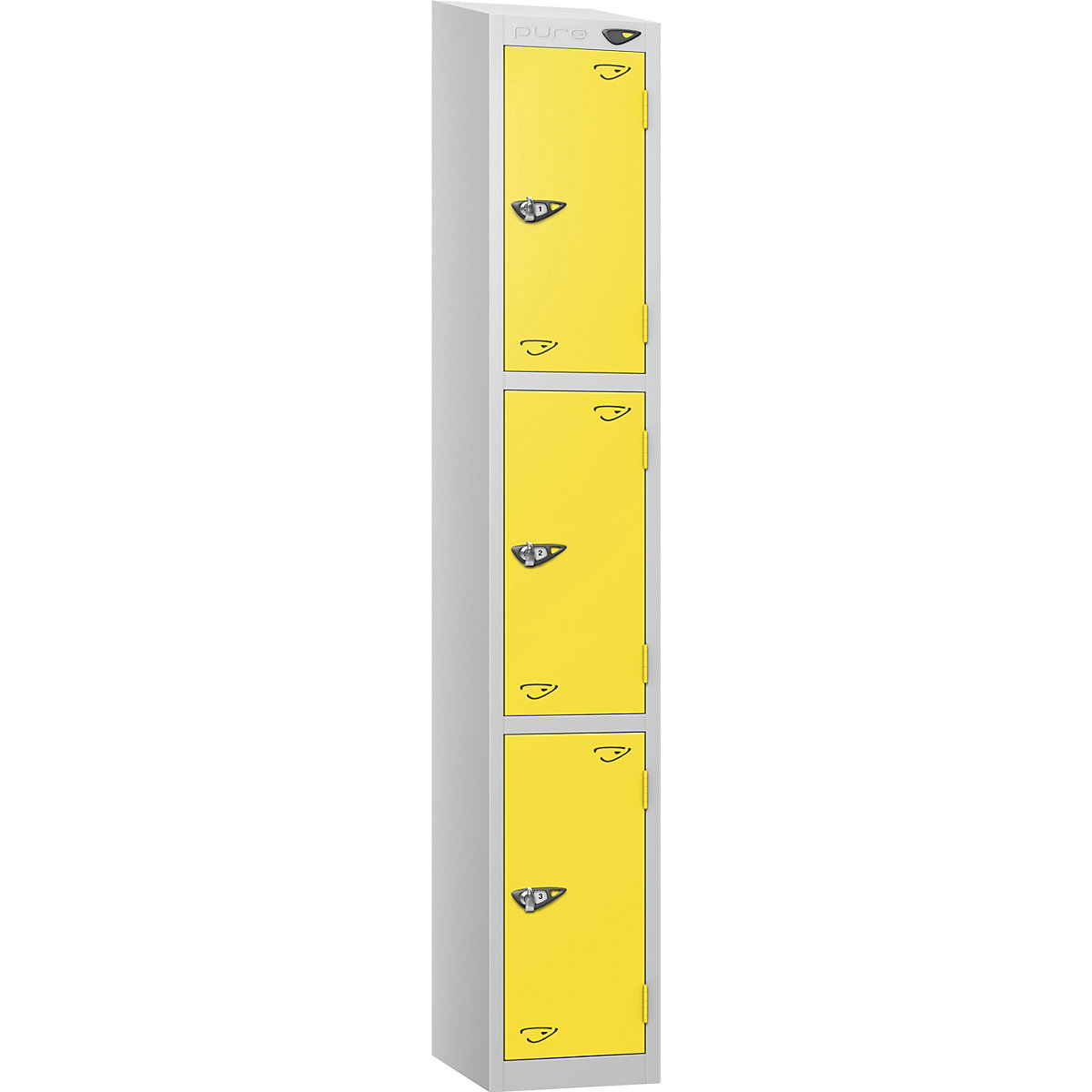 Pure Prime Sloping Top Metal Lockers | Pearl Silver Bioshell | Carbon Zero Manufactured