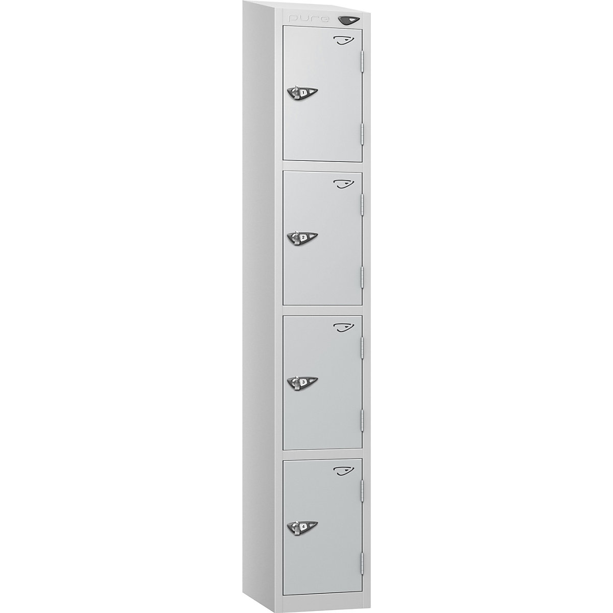 Pure Prime Sloping Top Metal Lockers | Pearl Silver Bioshell | Carbon Zero Manufactured