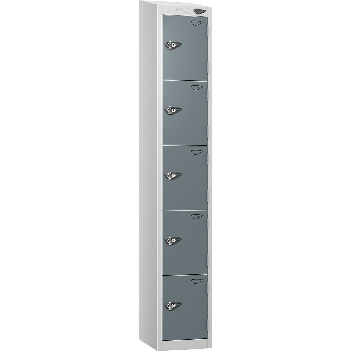 Pure Prime Sloping Top Metal Lockers | Pearl Silver Bioshell | Carbon Zero Manufactured