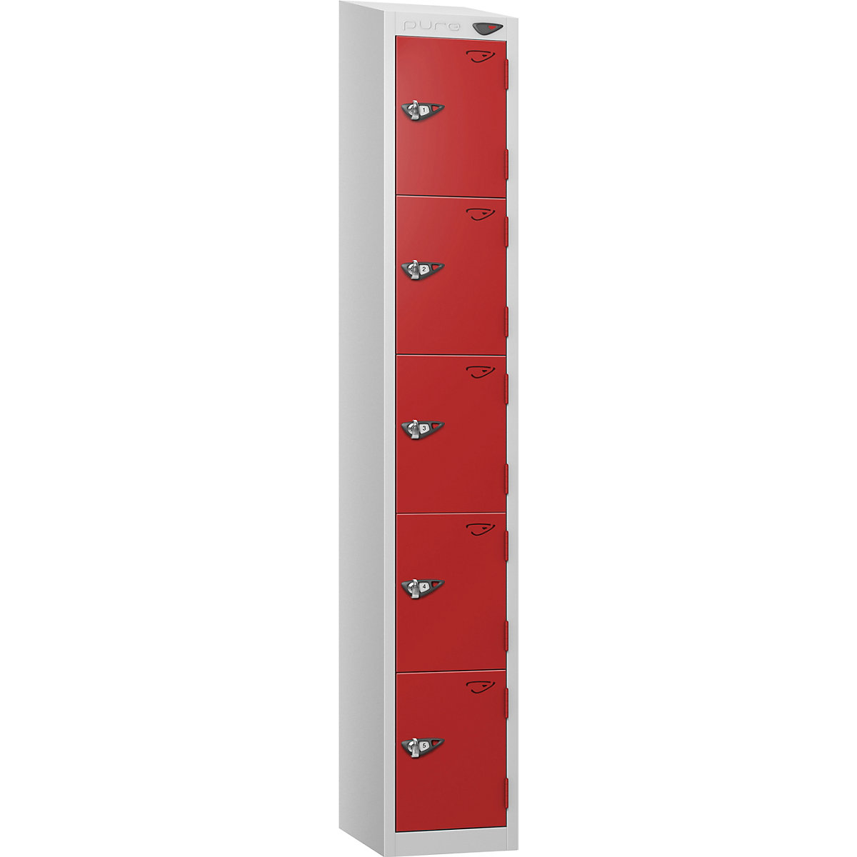 Pure Prime Sloping Top Metal Lockers | Pearl Silver Bioshell | Carbon Zero Manufactured