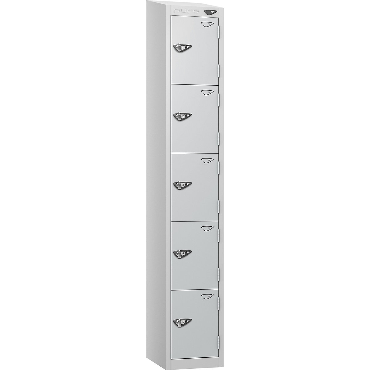 Pure Prime Sloping Top Metal Lockers | Pearl Silver Bioshell | Carbon Zero Manufactured