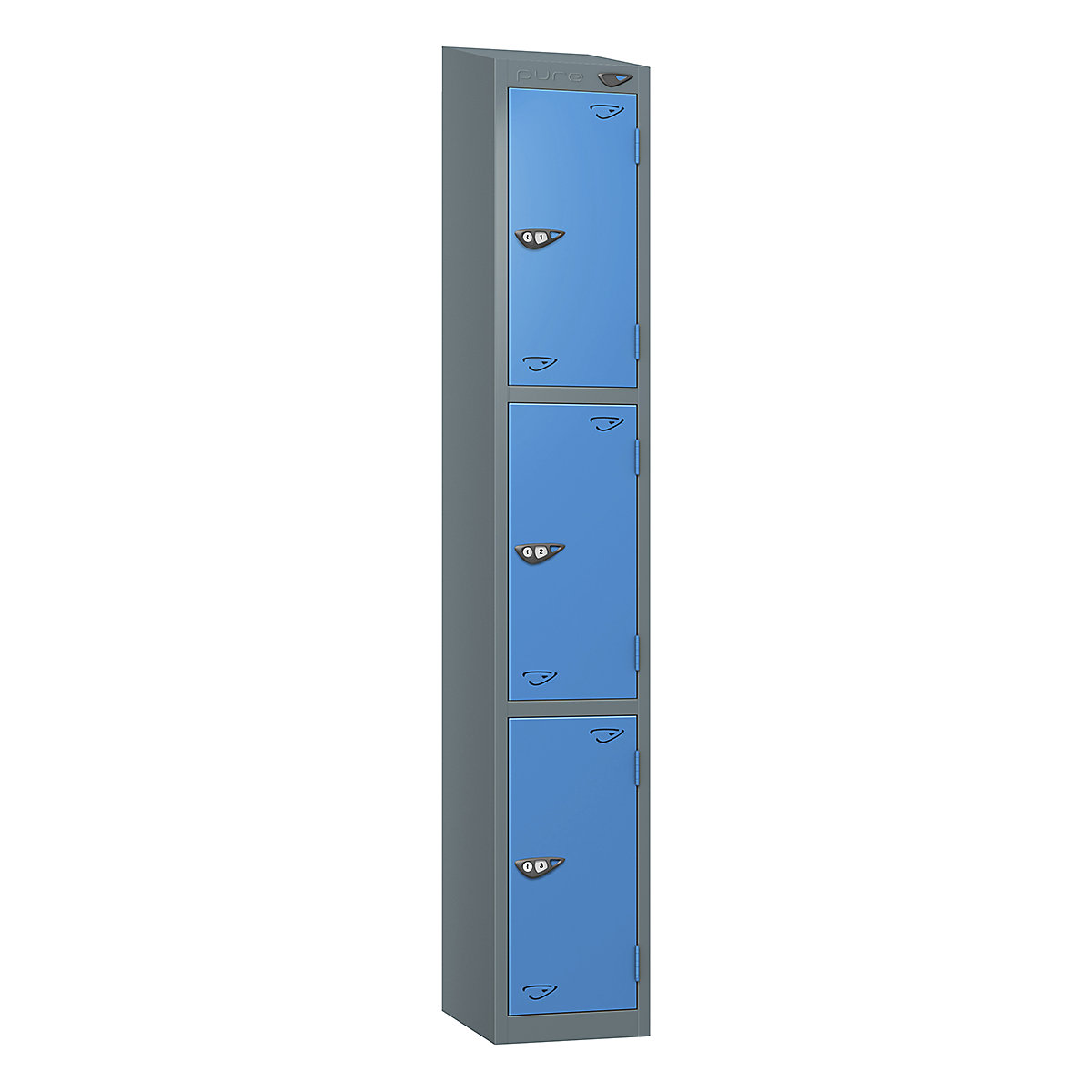 Pure Prime Sloping Top Metal Lockers | 1950h x 300w x 300d mm | 3 Door ...