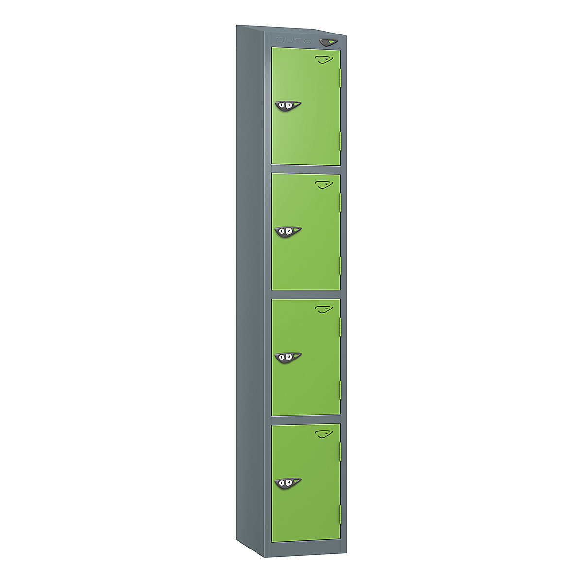 Pure Prime Sloping Top Metal Lockers | 1950h x 300w x 450d mm | 4 Door ...