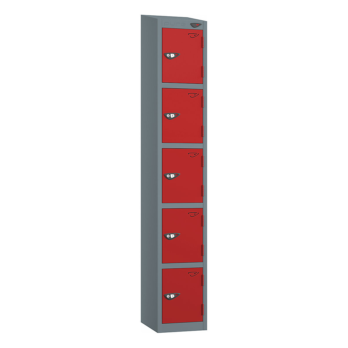 Pure Prime Sloping Top Metal Lockers | 1950h x 300w x 450d mm | 5 Door ...