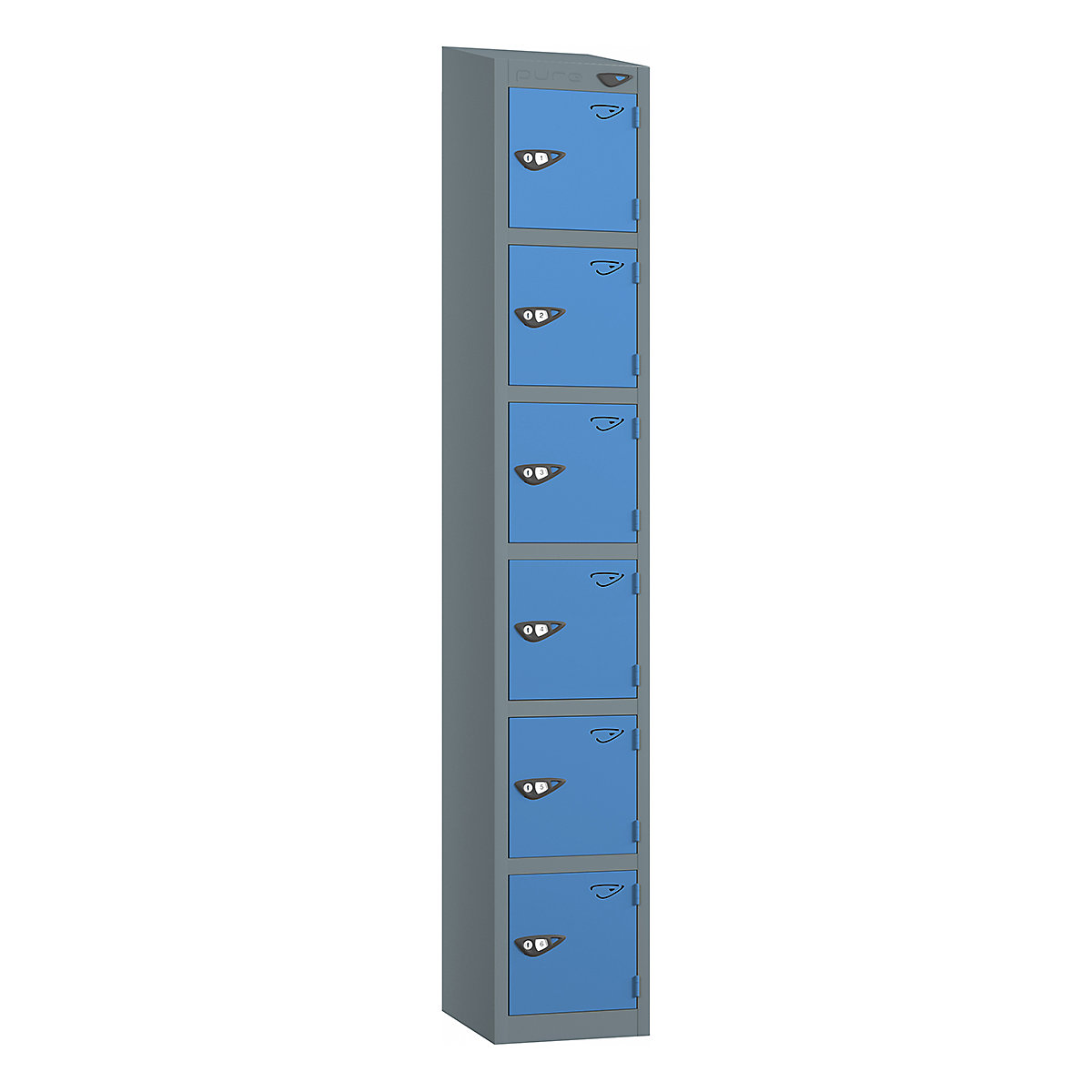 Pure Prime Sloping Top Metal Lockers | 1950h x 300w x 300d mm | 6 Door ...