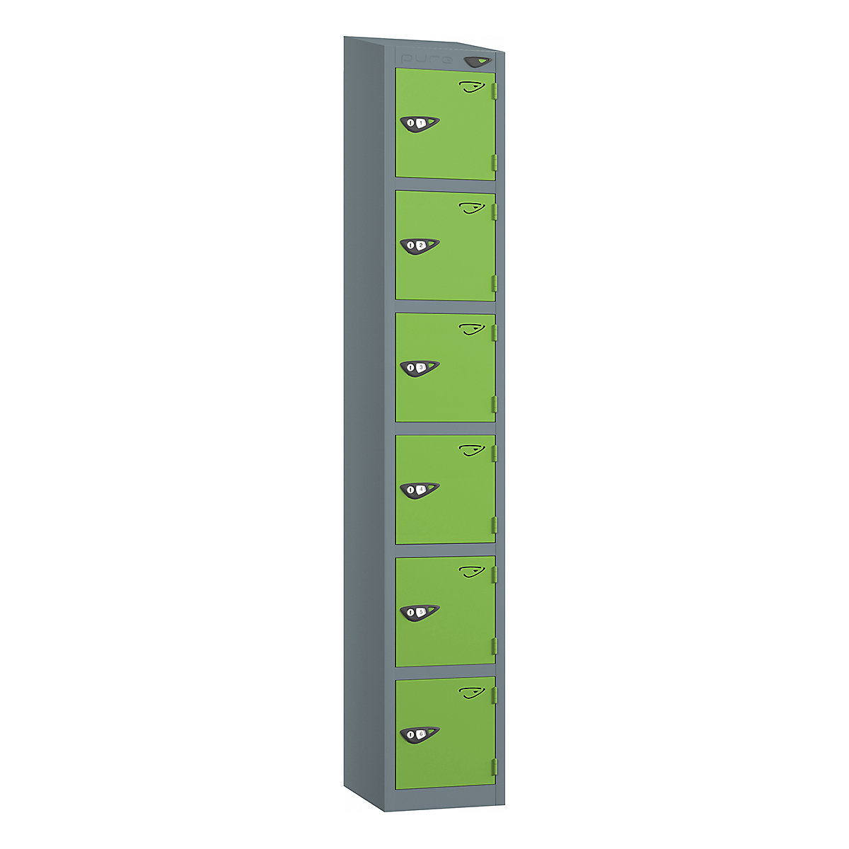 Pure Prime Sloping Top Metal Lockers | 1950h x 300w x 450d mm | 6 Door ...
