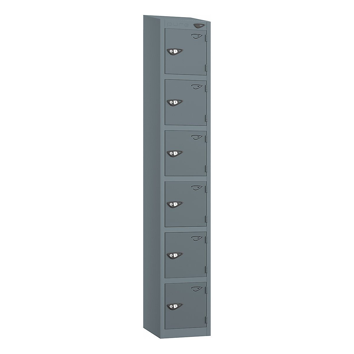 Pure Prime Sloping Top Metal Lockers | 1950h x 450w x 450d mm | 6 Door ...