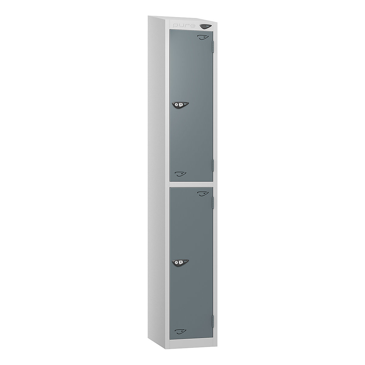 Pure Prime Sloping Top Metal Lockers with Combination Locks | Pearl Silver Bioshell | Carbon Zero Manufactured