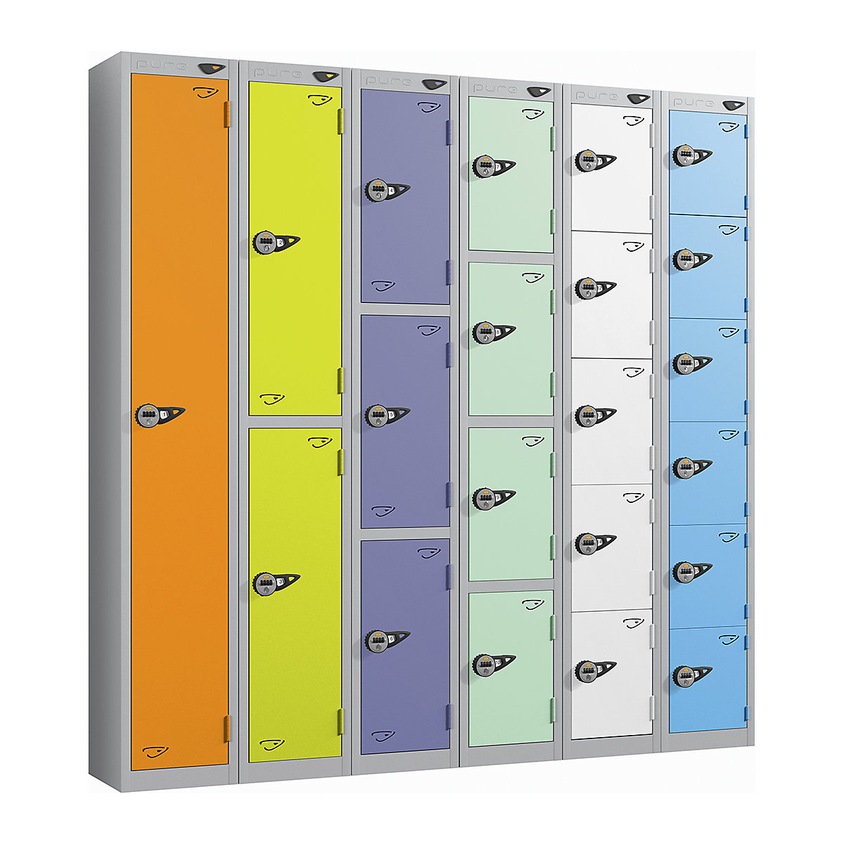 Pure Style Metal Lockers with Combination Locks | Pearl Silver Bioshell | Carbon Zero Manufactured