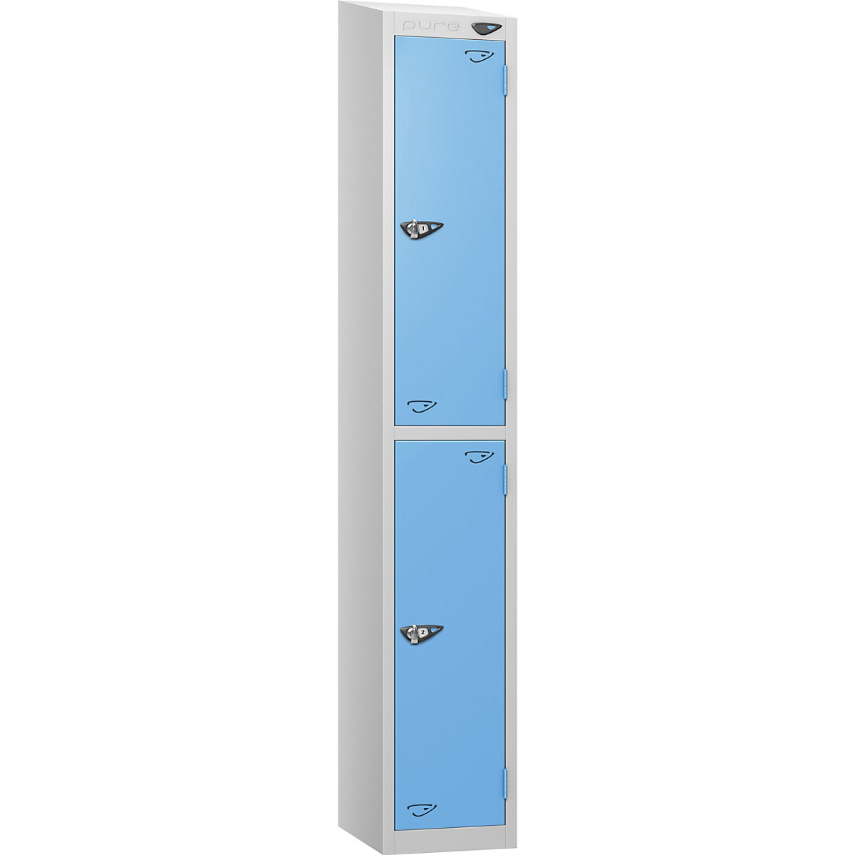 Pure Style Sloping Top Metal Lockers | Pearl Silver Bioshell | Carbon Zero Manufactured