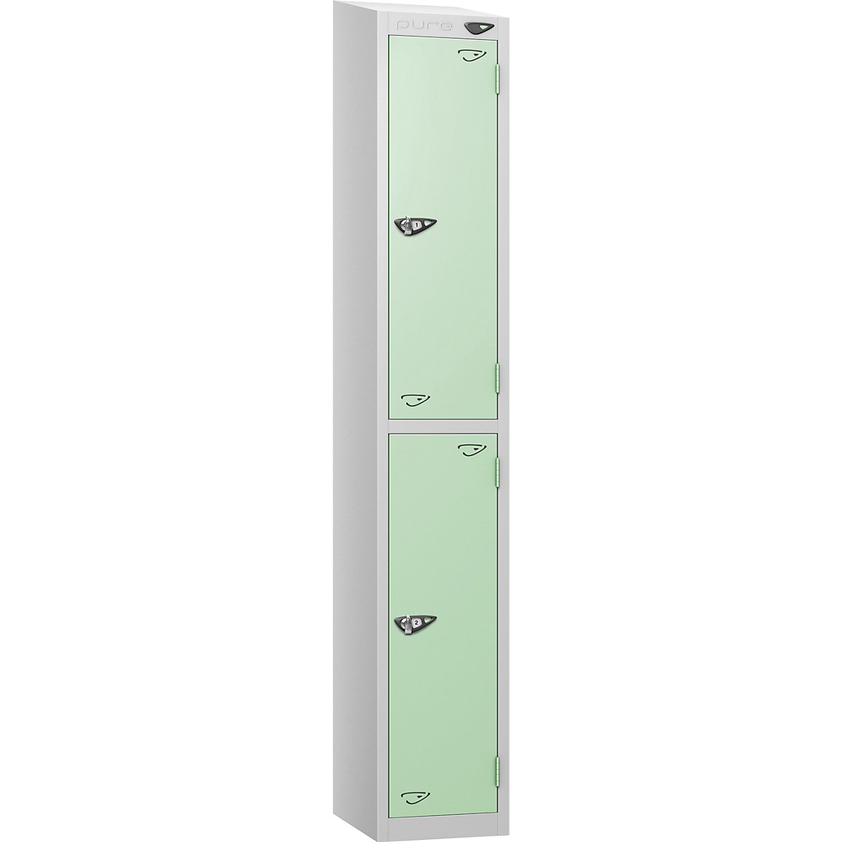 Pure Style Sloping Top Metal Lockers | Pearl Silver Bioshell | Carbon Zero Manufactured