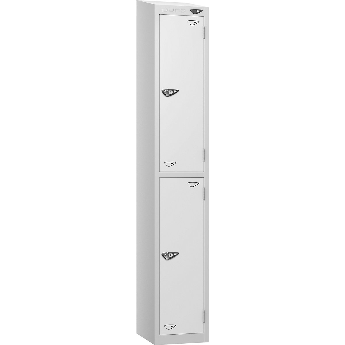 Pure Style Sloping Top Metal Lockers | Pearl Silver Bioshell | Carbon Zero Manufactured