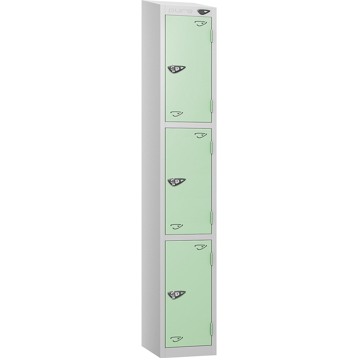 Pure Style Sloping Top Metal Lockers | Pearl Silver Bioshell | Carbon Zero Manufactured