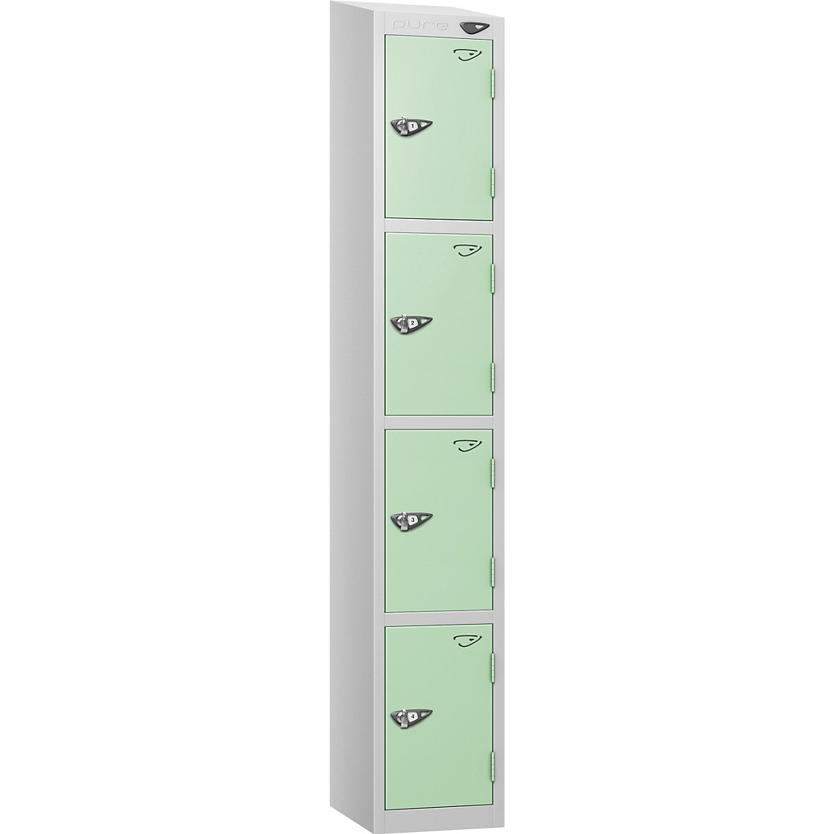 Pure Style Sloping Top Metal Lockers | Pearl Silver Bioshell | Carbon Zero Manufactured
