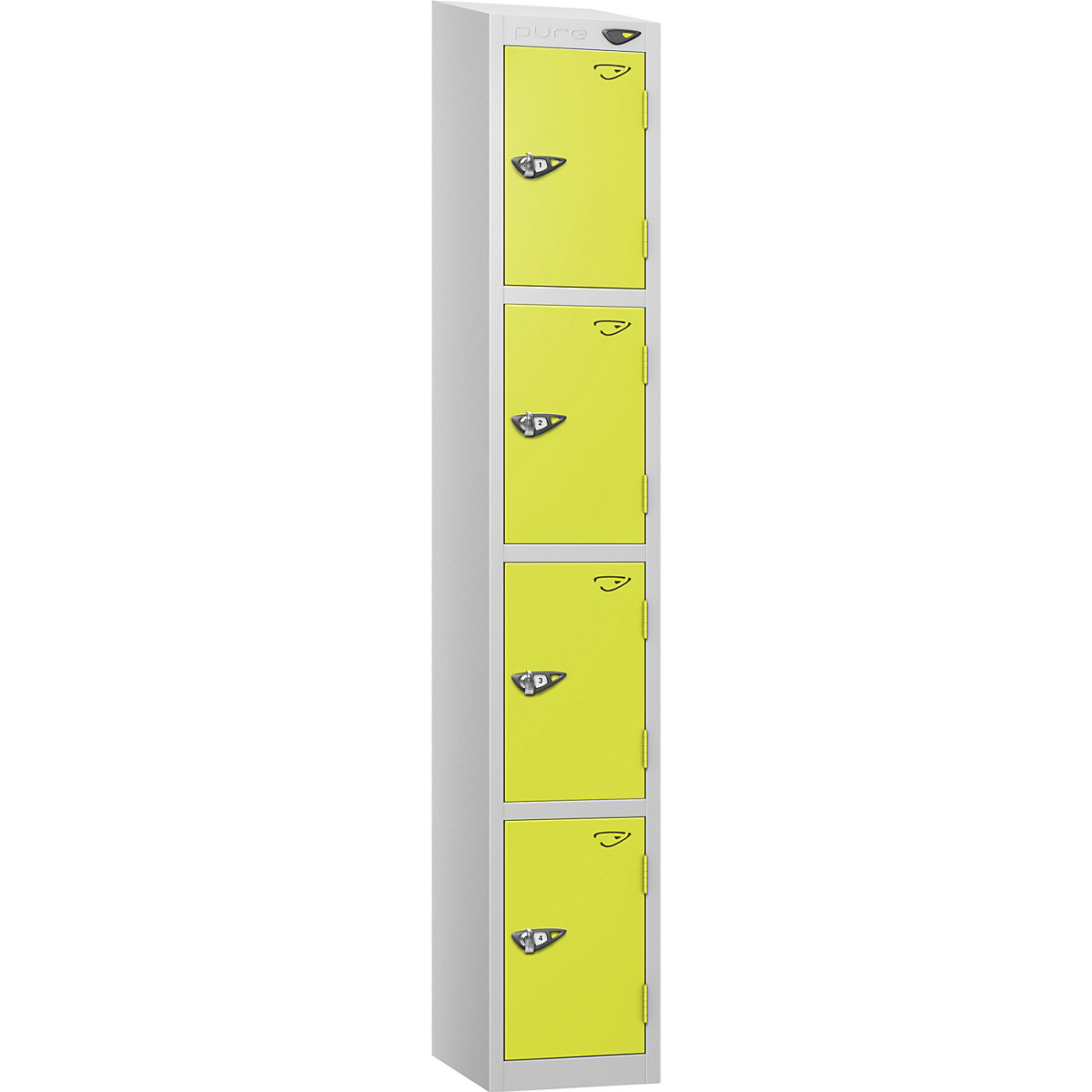 Pure Style Sloping Top Metal Lockers | Pearl Silver Bioshell | Carbon Zero Manufactured