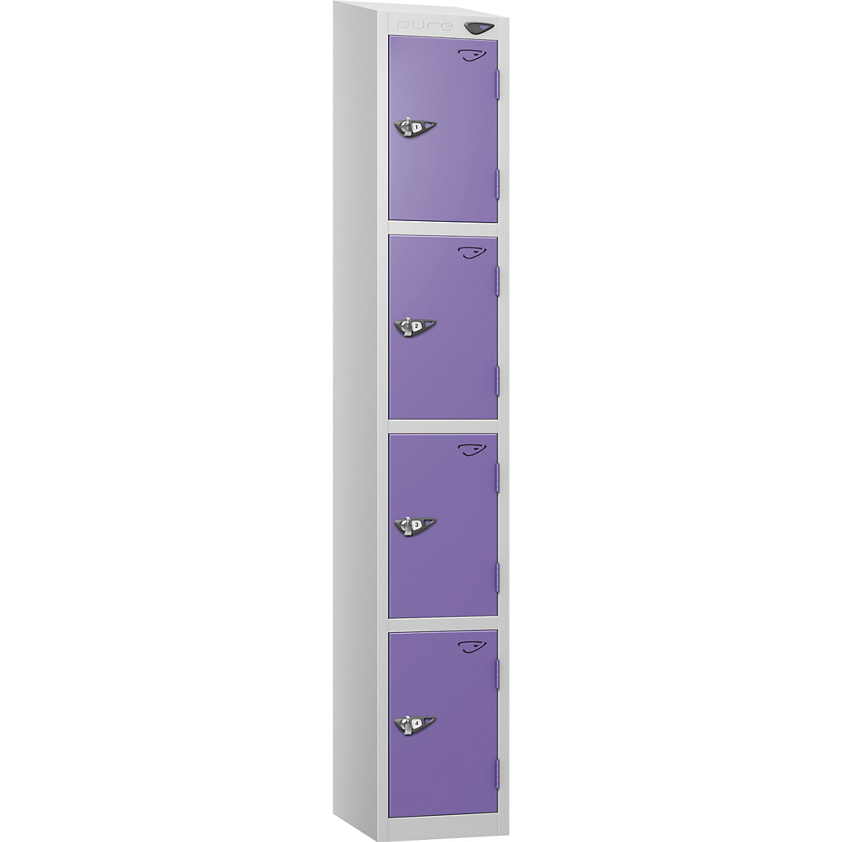 Pure Style Sloping Top Metal Lockers | Pearl Silver Bioshell | Carbon Zero Manufactured