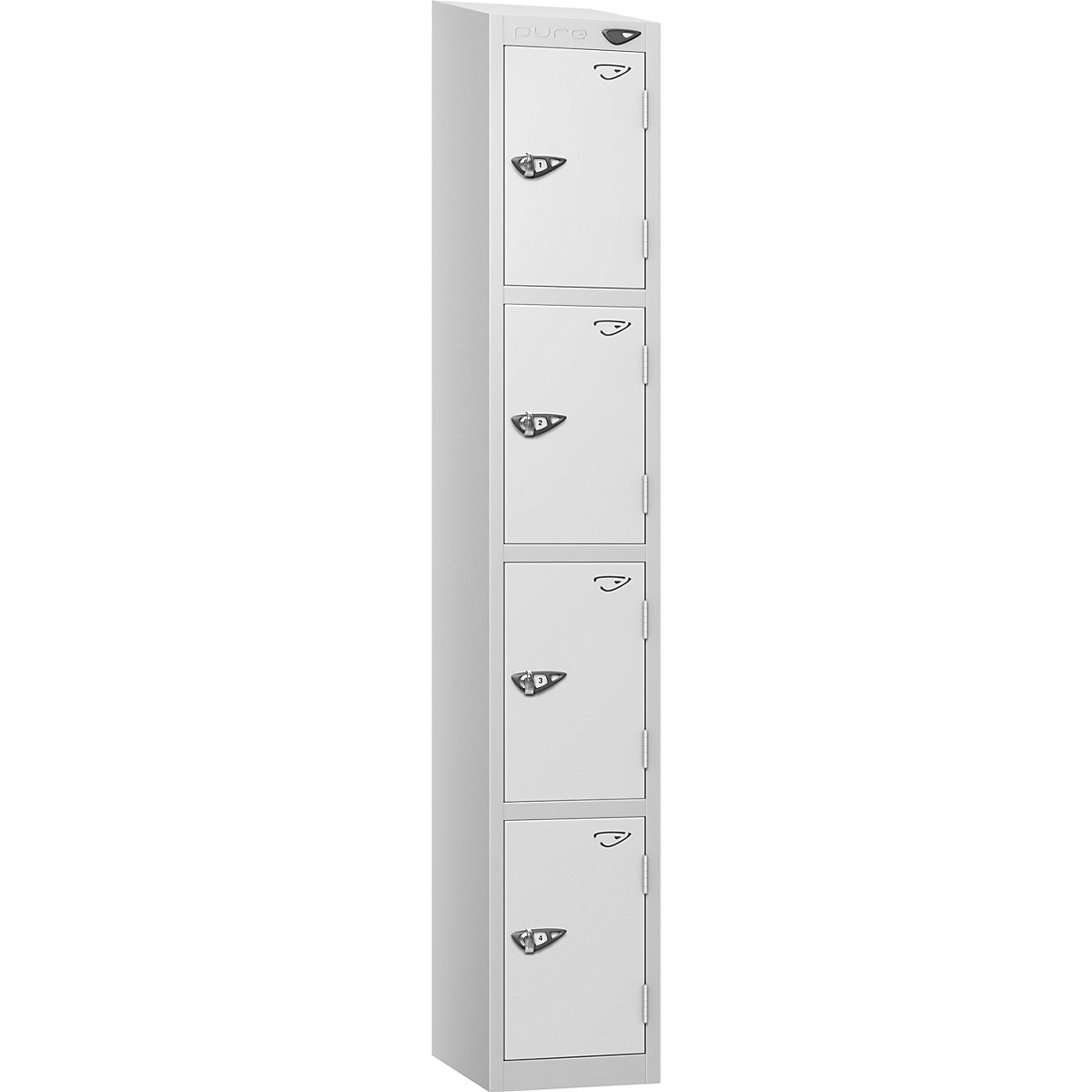 Pure Style Sloping Top Metal Lockers | Pearl Silver Bioshell | Carbon Zero Manufactured