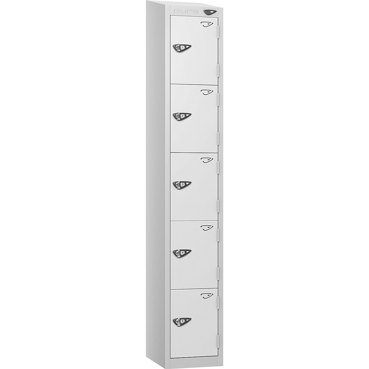 Pure Style Sloping Top Metal Lockers | Pearl Silver Bioshell | Carbon Zero Manufactured