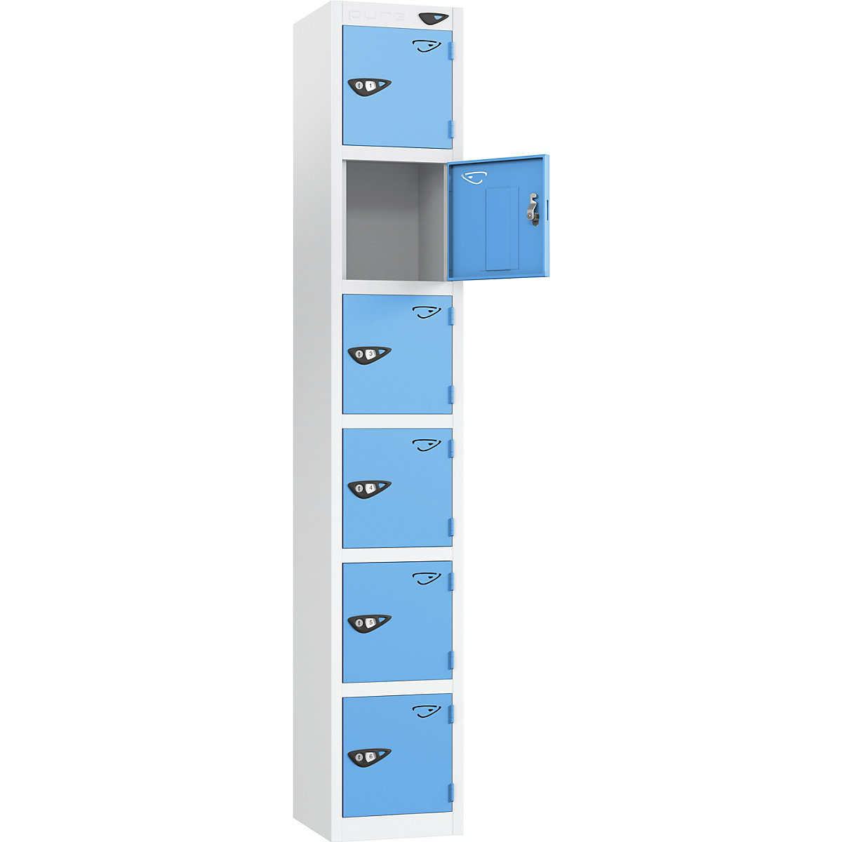 Pure Style Sloping Top Metal Lockers | Pearl Silver Bioshell (Product illustration 10)-9