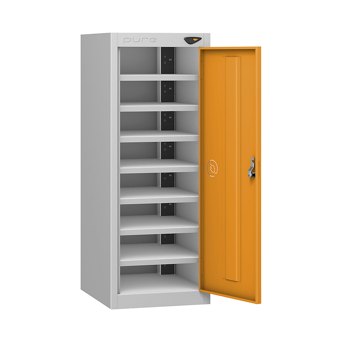 Pure Power Low Laptop Charging Lockers | 1000h mm, Pure Power Low Laptop Charging Lockers | 1000h mm, Pure Power Low Laptop Charging Locker | 8 Compartment | Dual USBa & USBc Port | 1000h x 380w x 450d mm | Cam Lock | Magma Orange Door-5