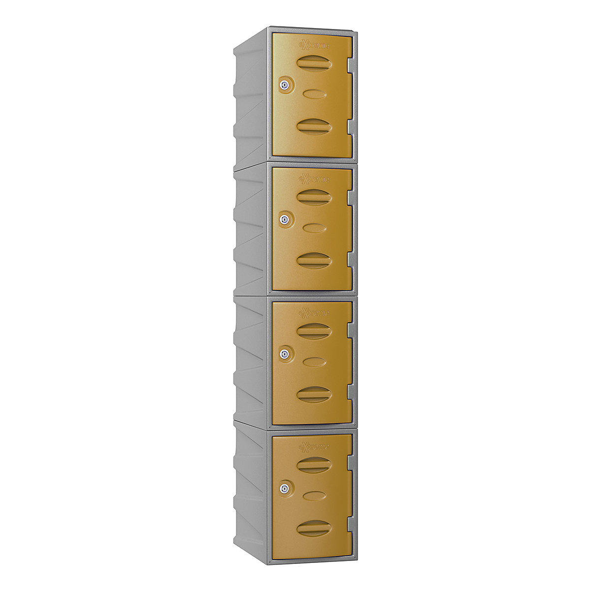 Pure Extreme Plastic Lockers, Pure Extreme Plastic Lockers, Pure Extreme Lockers | 1800h x 320w x 460d mm | 4 Door | Pewter Carcass | Extreme Gold Door | Mechanical Combination-5