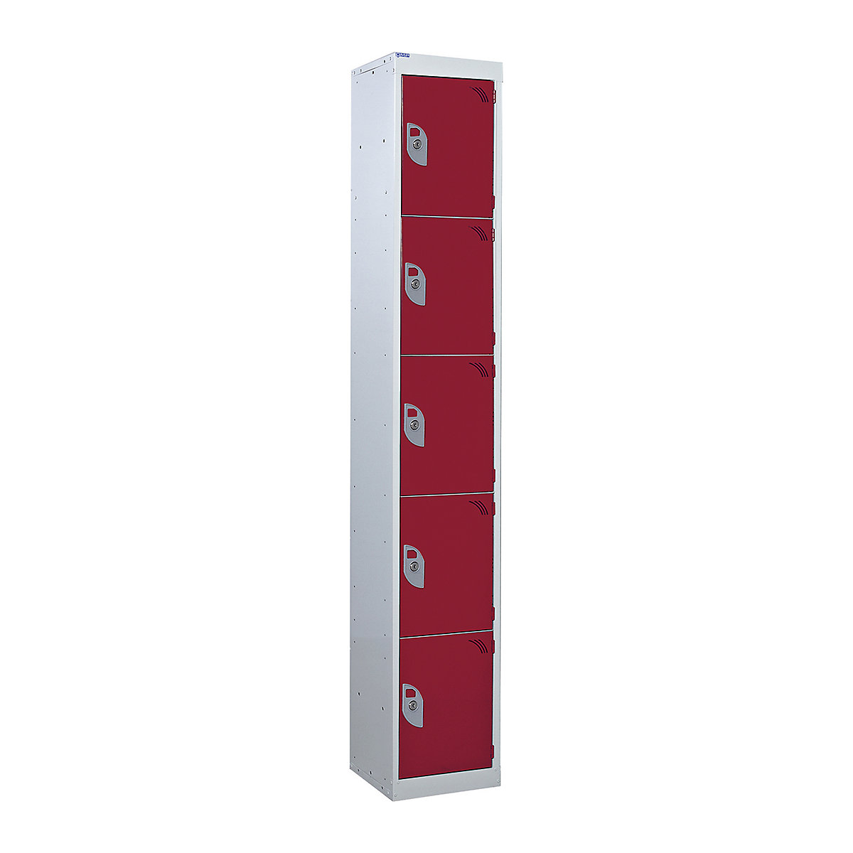 Mercian Five Door Metal Storage Lockers, Mercian Five Door Metal Storage Lockers, Mercian Five Door Metal Storage Locker | 1800h x 300w x 450d mm | Red Door | Padlock Hasp Lock-2