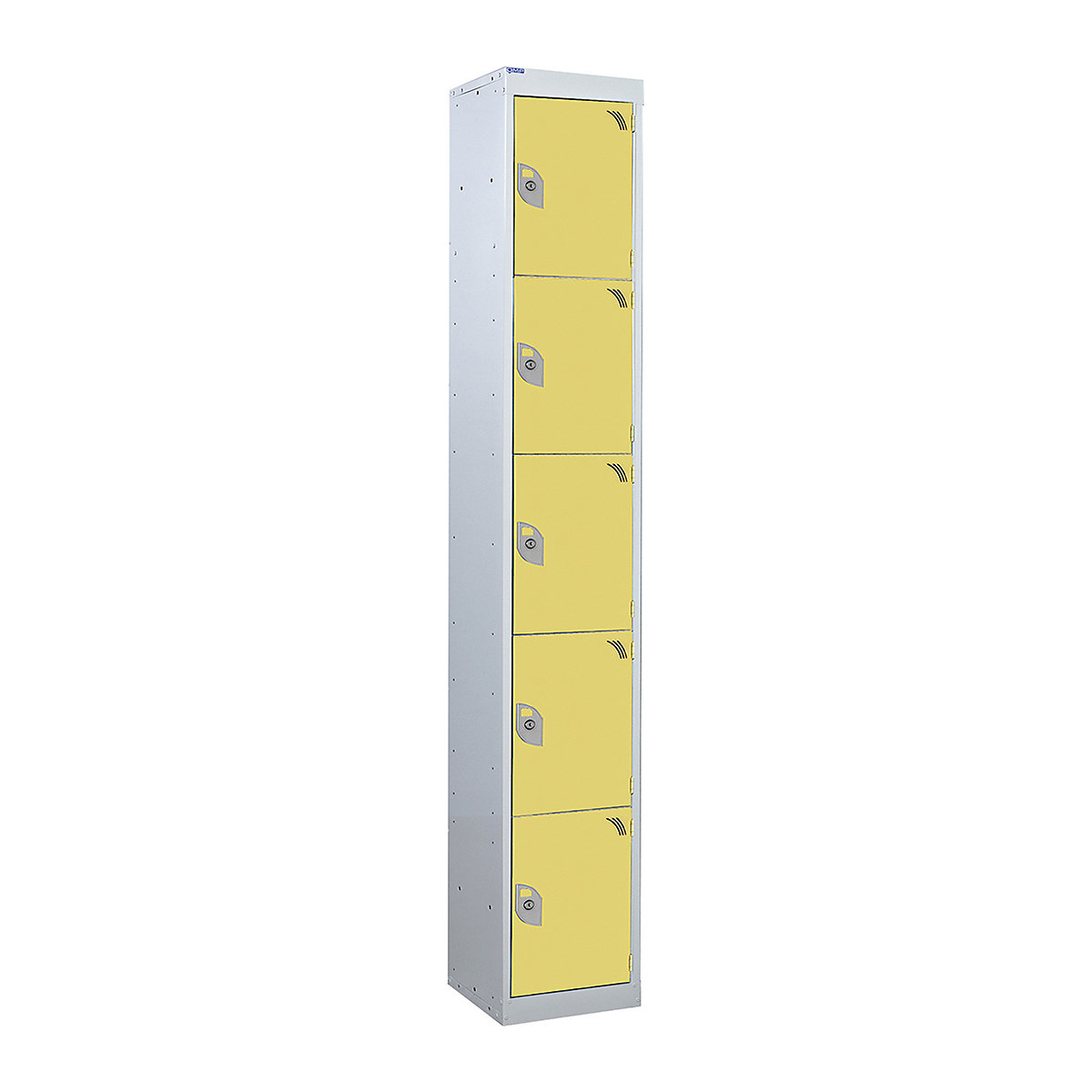 Mercian Five Door Metal Storage Lockers, Mercian Five Door Metal Storage Lockers, Mercian Five Door Metal Storage Locker | 1800h x 300w x 450d mm | Yellow Door | Padlock Hasp Lock-3