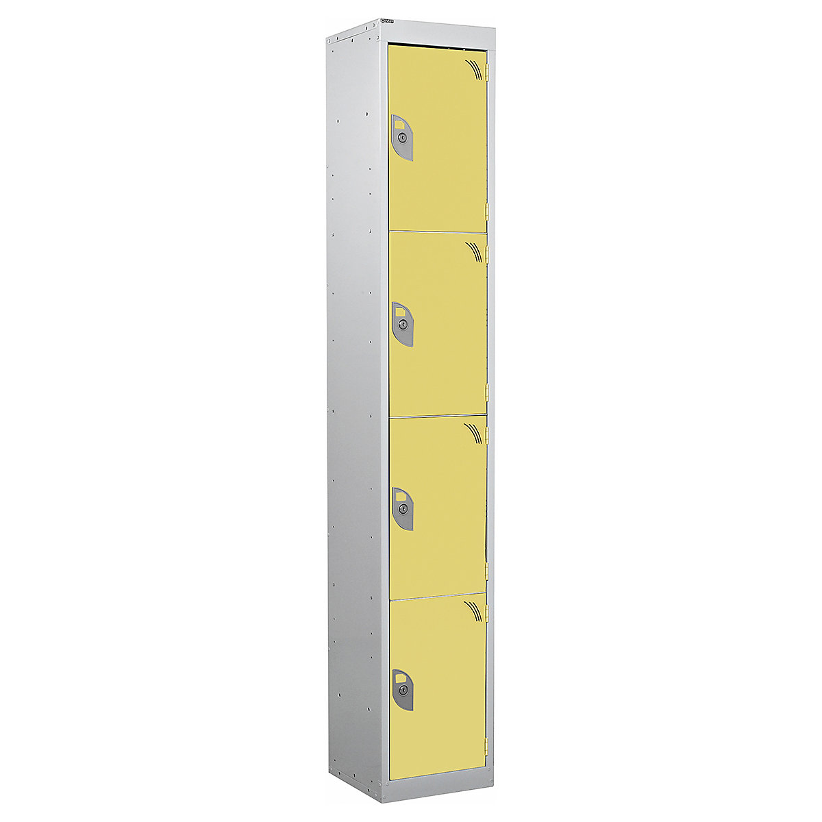 Mercian Four Door Metal Storage Lockers, Mercian Four Door Metal Storage Lockers, Mercian Four Door Metal Storage Locker | 1800h x 300w x 450d mm | Yellow Door | Padlock Hasp Lock-5