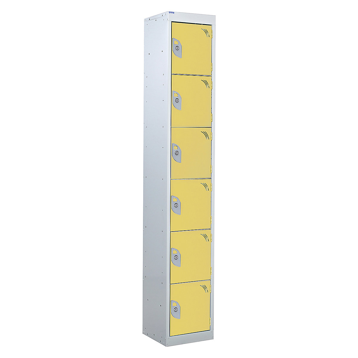 Mercian Six Door Metal Storage Lockers, Mercian Six Door Metal Storage Lockers, Mercian Six Door Metal Storage Locker | 1800h x 300w x 300d mm | Yellow Door | Key Lock-4