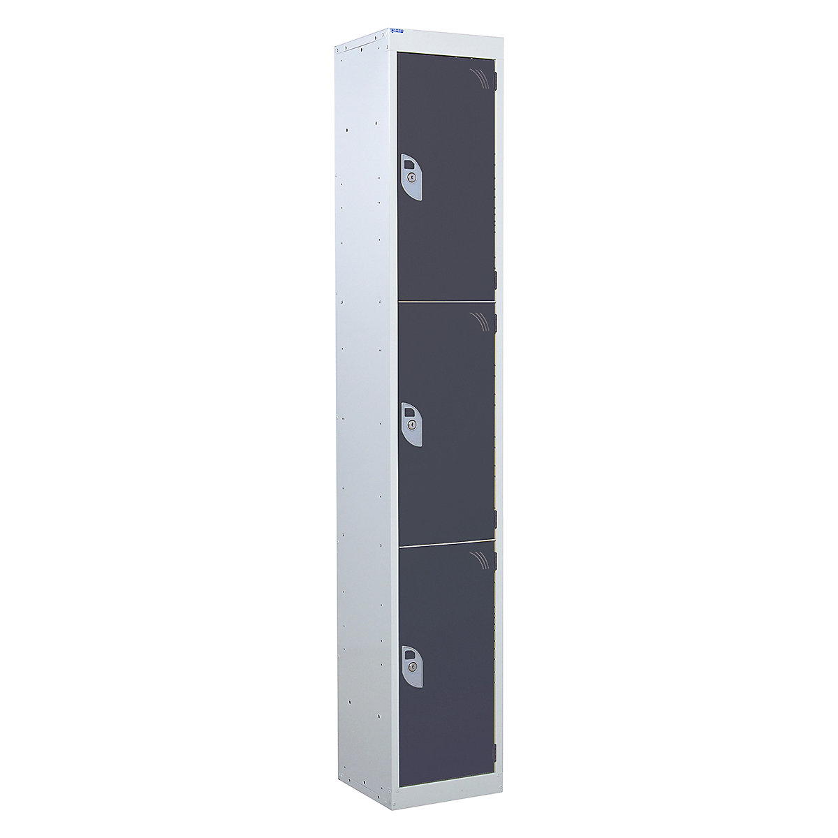 Mercian Three Door Metal Storage Lockers, Mercian Three Door Metal Storage Lockers, Mercian Three Door Metal Storage Locker | 1800h x 300w x 300d mm | Dark Grey | Padlock Hasp Lock-6