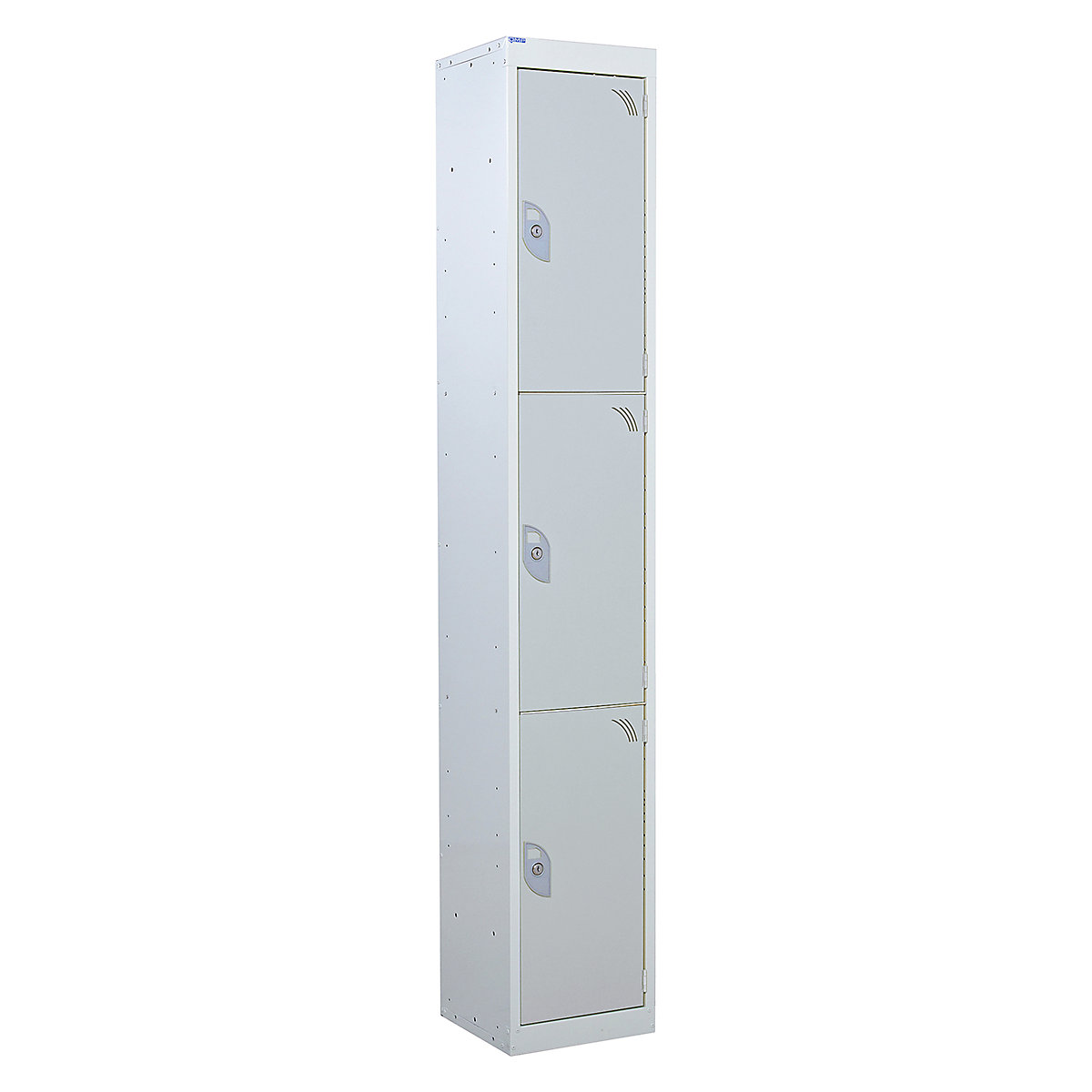 Mercian Three Door Metal Storage Lockers, Mercian Three Door Metal Storage Lockers, Mercian Three Door Metal Storage Locker | 1800h x 300w x 450d mm | Grey Door | Key Lock-5
