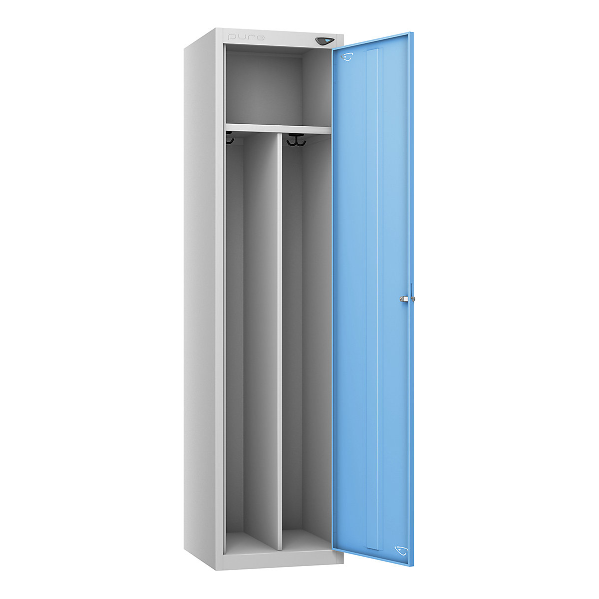 Pure Clean & Dirty Lockers, Pure Clean & Dirty Lockers, Pure Clean & Dirty Sloping Top Locker | 1950h x 450w x 450d mm | Digital Combination Lock | Pearl Silver Carcass | Cornflower Blue Door-2
