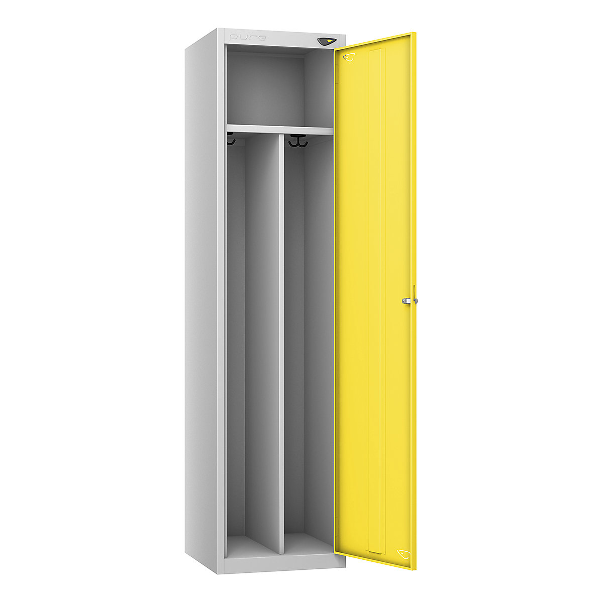 Pure Clean & Dirty Lockers, Pure Clean & Dirty Lockers, Pure Clean & Dirty Sloping Top Locker | 1950h x 450w x 450d mm | Hasp & Staple Lock | Pearl Silver Carcass | Lemon Yellow Door-5