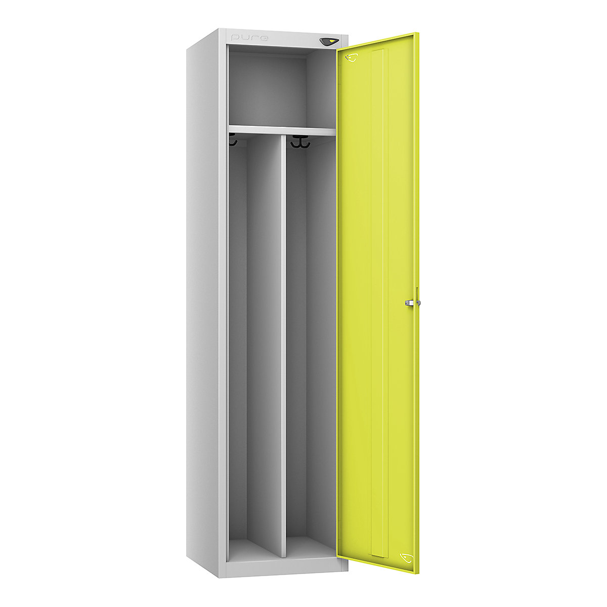 Pure Clean & Dirty Lockers, Pure Clean & Dirty Lockers, Pure Clean & Dirty Sloping Top Locker | 1950h x 450w x 450d mm | Hasp & Staple Lock | Pearl Silver Carcass | Lime Light Door-6