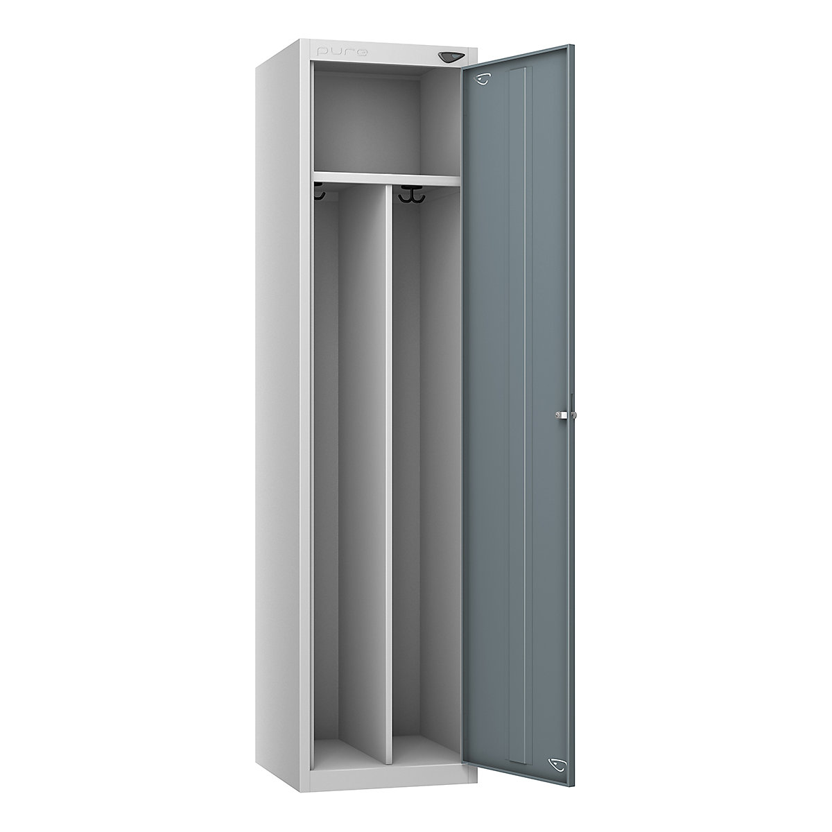 Pure Clean & Dirty Lockers, Pure Clean & Dirty Lockers, Pure Clean & Dirty Locker | 1800h x 450w x 450d mm | Hasp & Staple Lock | Pearl Silver Carcass | Slate Grey Door-12