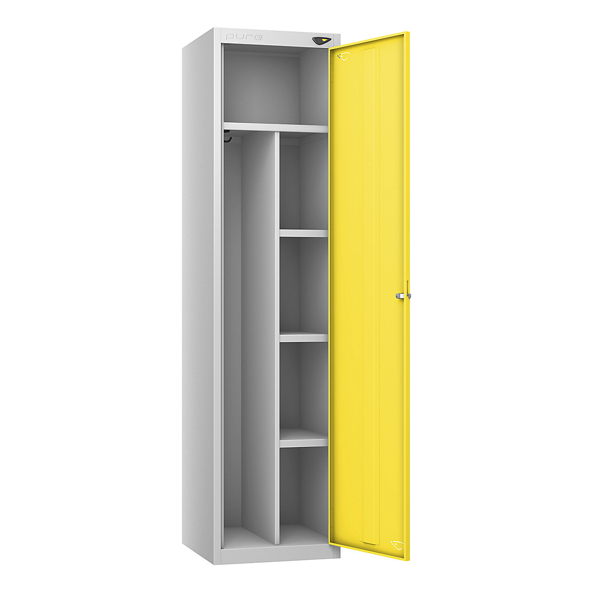 Pure Uniform Lockers, Pure Uniform Lockers, Pure Uniform Sloping Top Locker | 1950h x 450w x 450d mm | Mechanical Combination Lock | Pearl Silver Carcass | Lemon Yellow Door-4