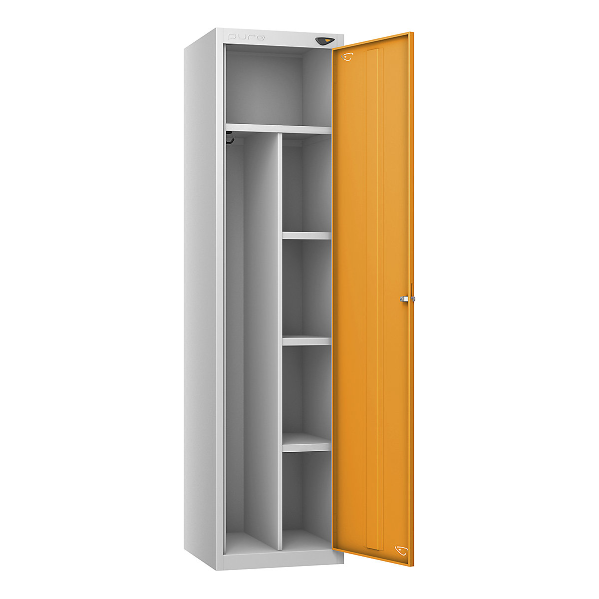 Pure Uniform Lockers, Pure Uniform Lockers, Pure Uniform Locker | 1800h x 450w x 450d mm | Cam Lock | Pearl Silver Carcass | Magma Orange Door-6