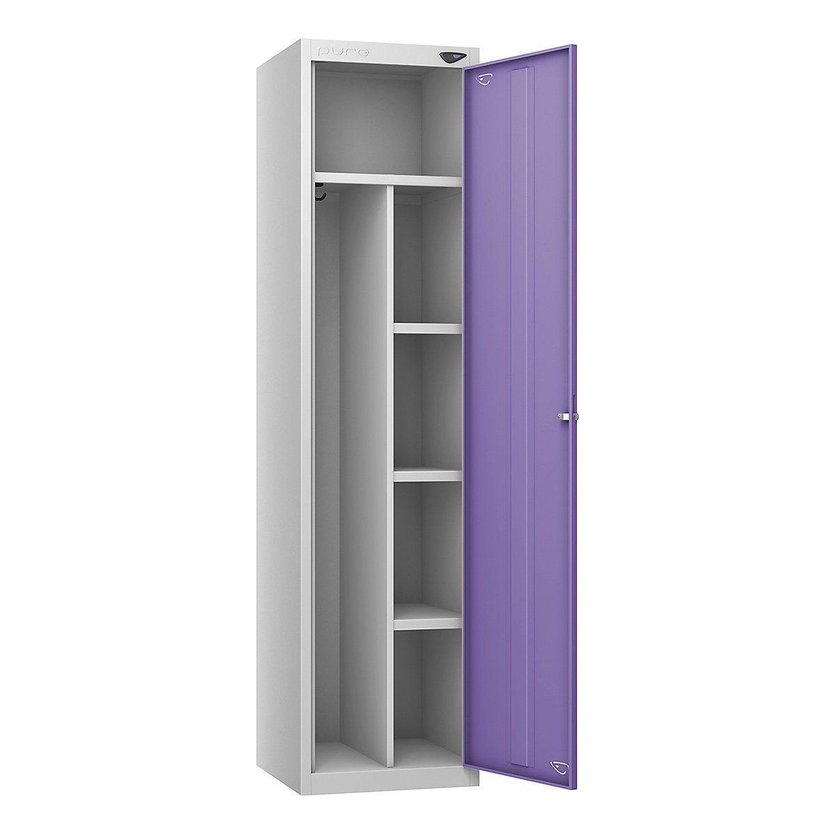 Pure Uniform Lockers, Pure Uniform Lockers, Pure Uniform Sloping Top Locker | 1950h x 450w x 450d mm | Digital Combination Lock | Pearl Silver Carcass | Orchid Violet Door-8