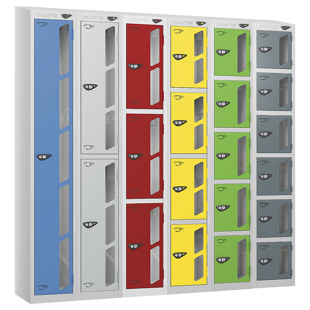 Pure Prime Sloping Top Vision Panel Locker | Pearl Silver Bioshell (Product illustration 2)-1