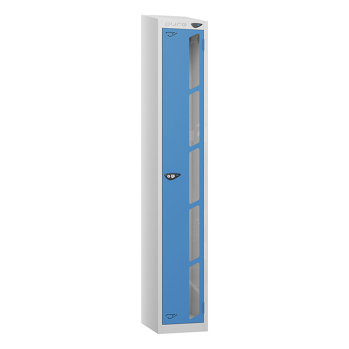 Pure Prime Sloping Top Vision Panel Locker | Pearl Silver Bioshell